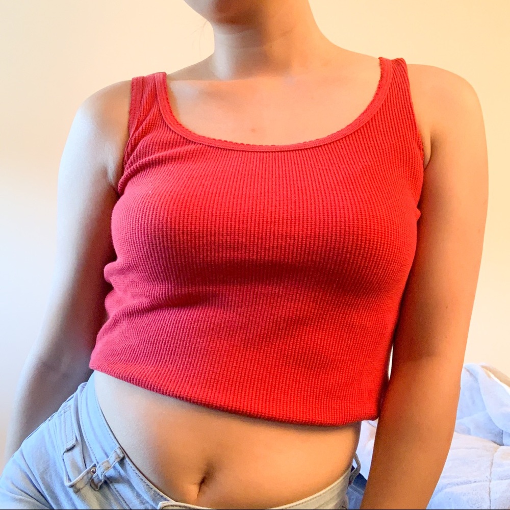 Textured Red Tank Top